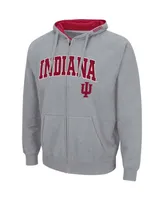 Men's Heathered Gray Indiana Hoosiers Arch Logo 3.0 Full-Zip Hoodie