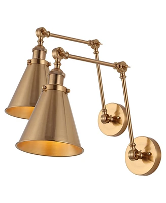 Rover Adjustable Classic Glam Arm Metal Led Wall Sconce, Set of 2