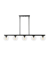 Luca Parisian 5-Light Modern Glam Iron Globe Linear Led Pendant