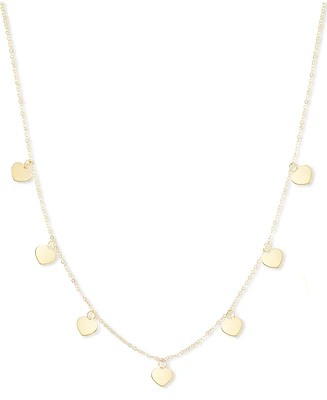 Polished Heart Dangle 18" Collar Necklace in 10k Gold