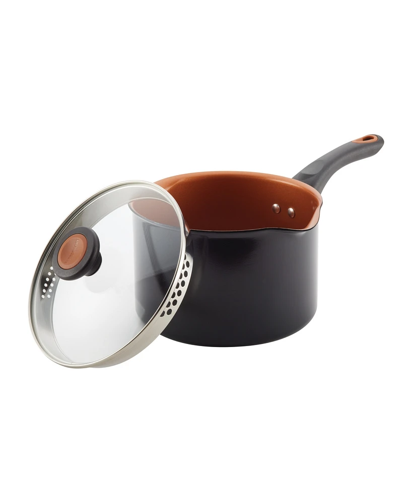 Farberware Glide Copper Ceramic Nonstick Straining 3 Qt Saucepan
