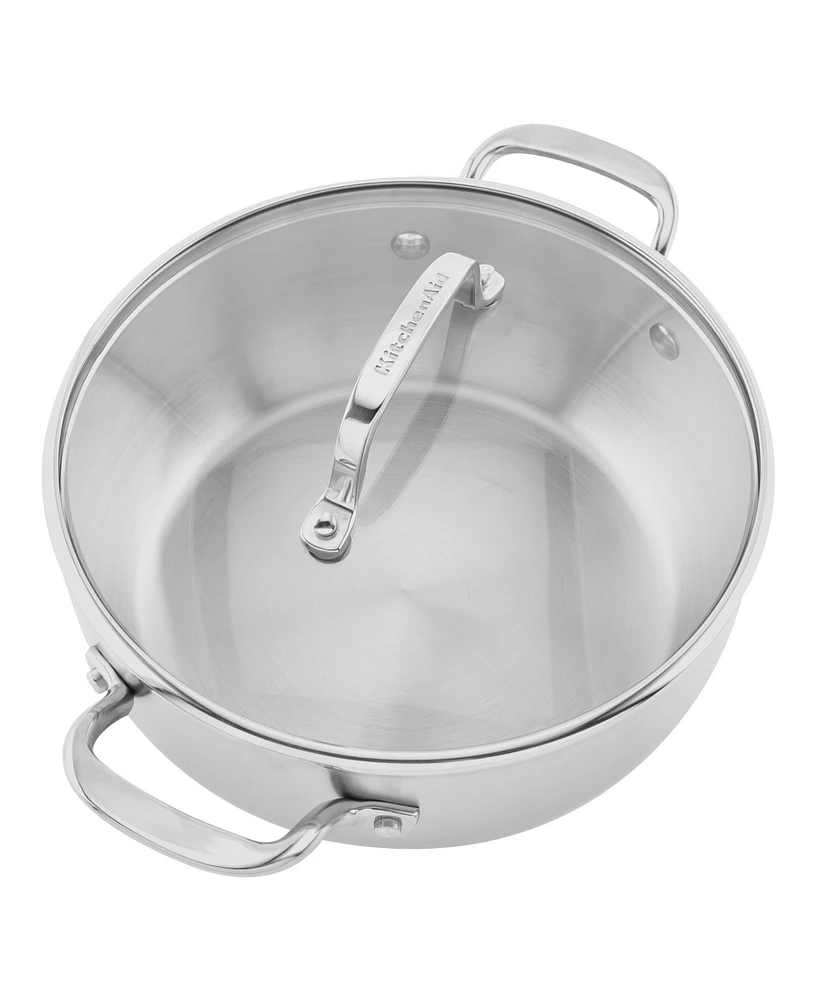 KitchenAid 3-Ply Base Stainless Steel 4 Quart Induction Casserole with Lid