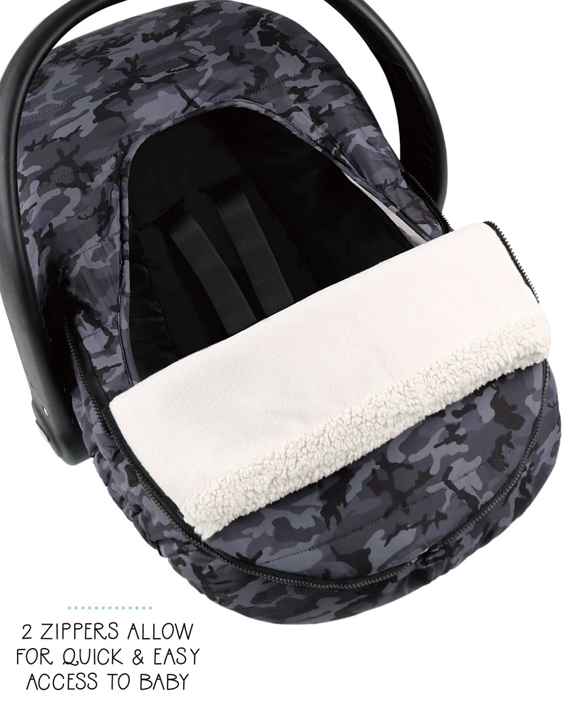 The Peanutshell Car Seat Cover, Winter Carseat Canopy, Car Seat Cover for Baby Boys, Black Camo