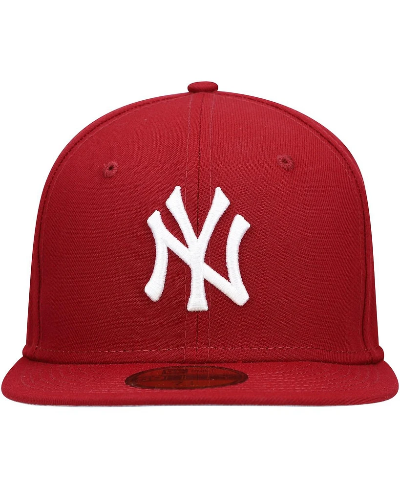 Men's Cardinal New York Yankees Logo White 59FIFTY Fitted Hat