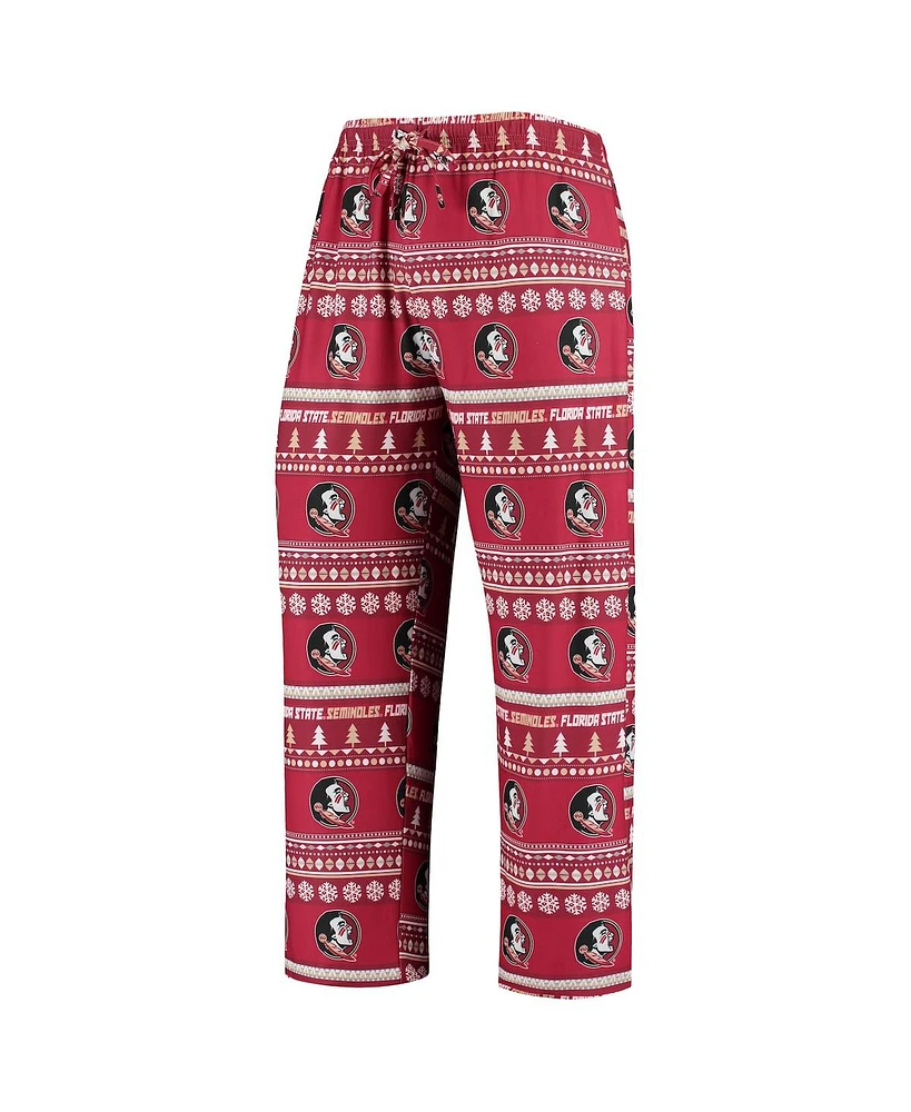 Men's Garnet Florida State Seminoles Ugly Sweater Knit Long Sleeve Top and Pant Set
