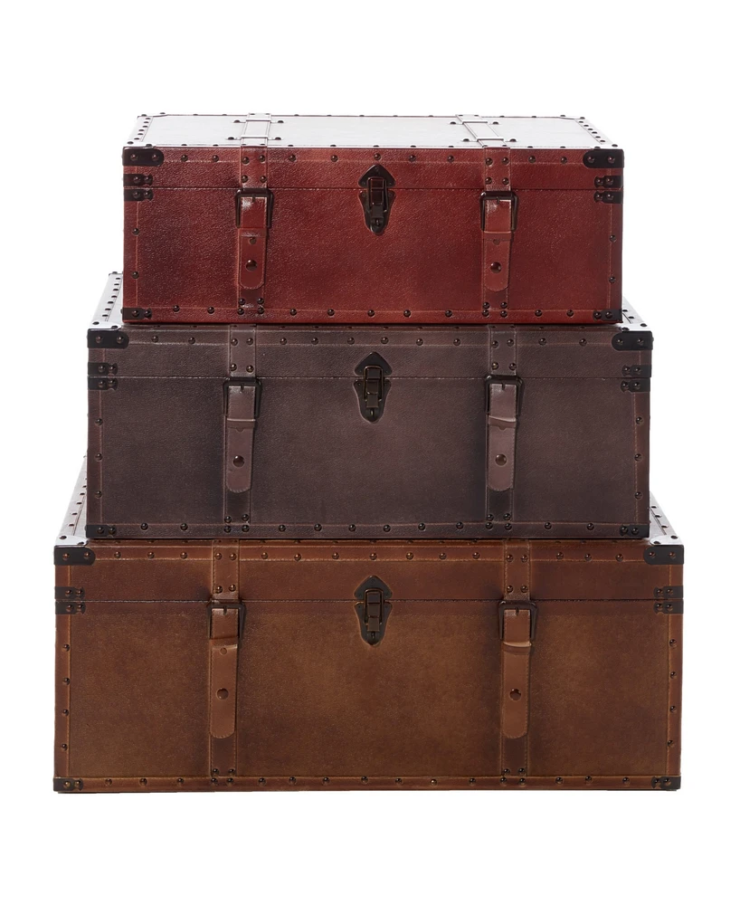 Wood Rustic Trunk, Set of 3