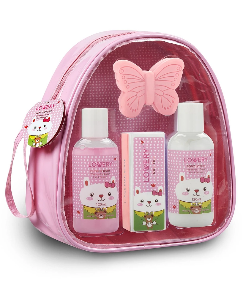 Kids Bubble Bath Spa Bag Watermelon Girls Bath Set, 5 Piece