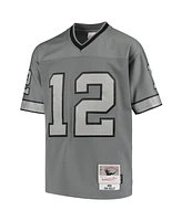 Big Boys Mitchell & Ness Jim Kelly Charcoal Buffalo Bills 1990 Retired Player Metal Replica Jersey