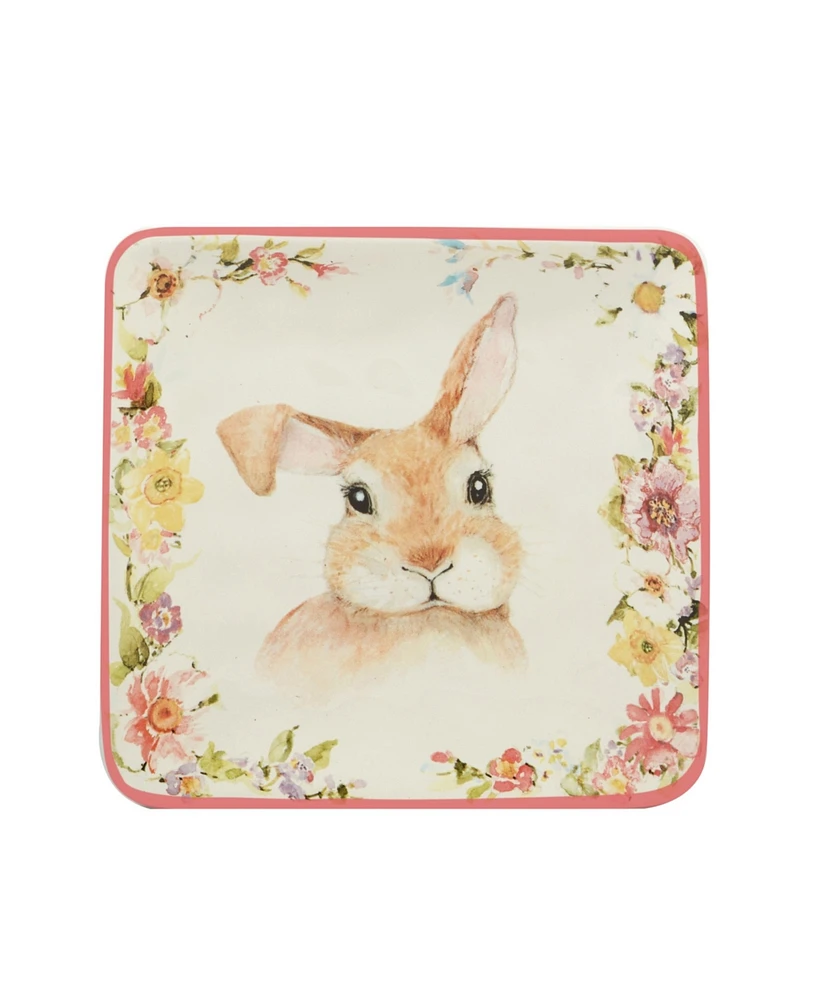 Certified International Easter Garden 6" Assorted Square Canape Plates, Set of 4