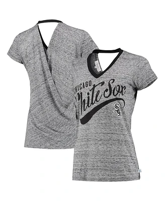 Women's Touch Black Chicago White Sox Hail Mary V-Neck Back Wrap T-shirt