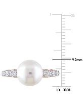 Cultured Freshwater Pearl (9mm) & Diamond (1/8 ct. t.w.) Ring 10k Rose Gold