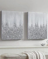 Madison Park Silver Glimmer Hand Brush Embellished Canvas Set, 2 Piece