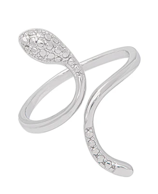 Diamond Accent Snake Ring Fine Silver Plate