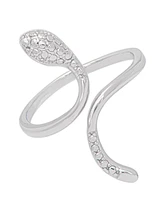 Diamond Accent Snake Ring Fine Silver Plate