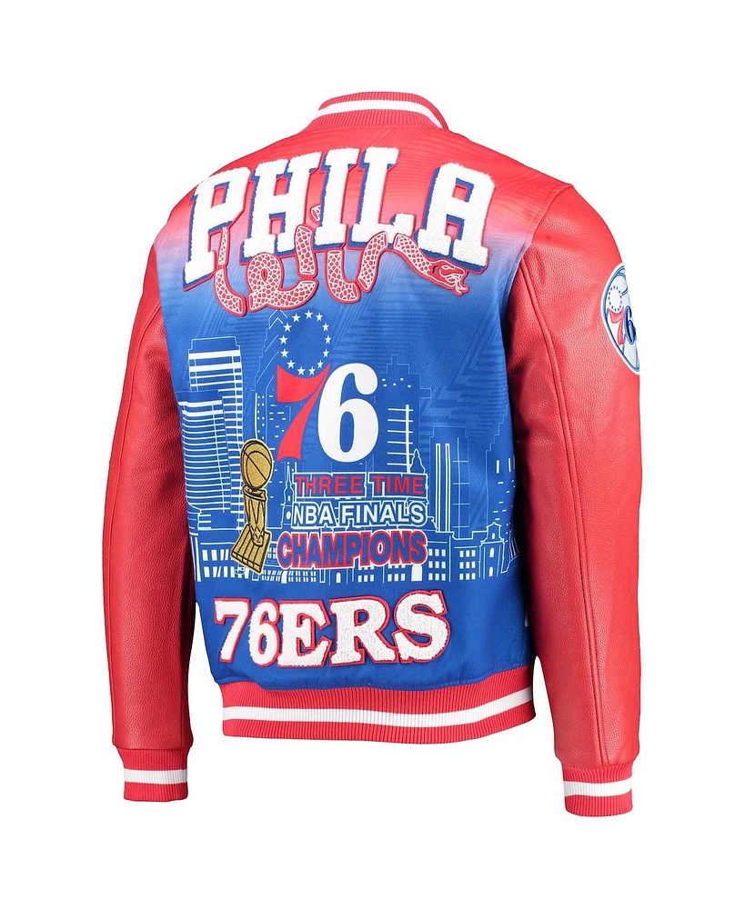 Men's Pro Standard Red Philadelphia 76ers Remix Varsity Full-Zip Jacket