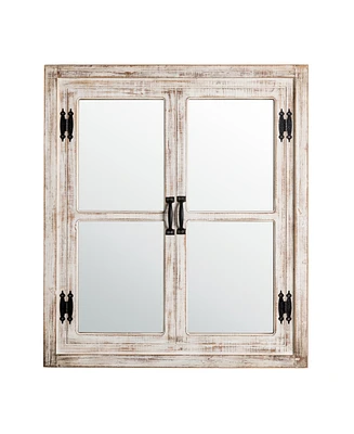 Glitzhome Oversized Farmhouse Wood Window Frame Wall Mirror