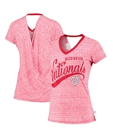 Women's Touch Red Washington Nationals Hail Mary V-Neck Back Wrap T-shirt
