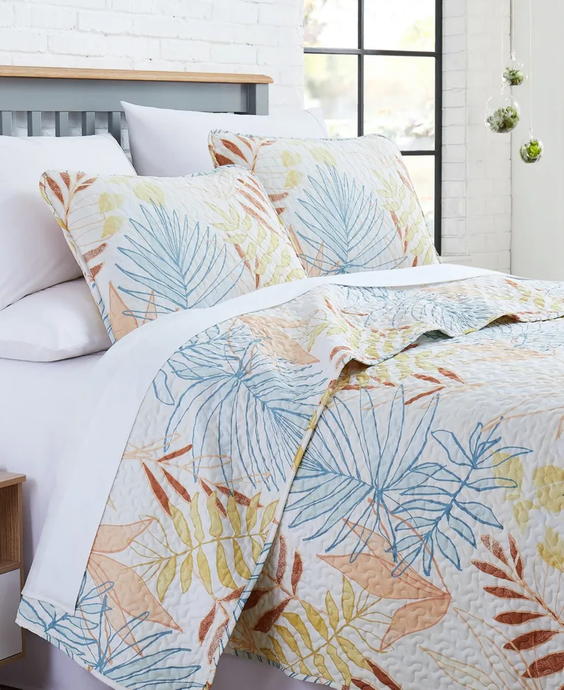 Southshore Fine Linens Tropic Leaf 3-Pc. Quilt Set, King/California King