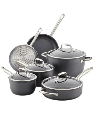Anolon Accolade Forged Hard-Anodized Nonstick Cookware Set, 10-Piece, Moonstone