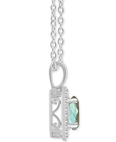 Cultured Freshwater Pearl & Diamond (1/8 ct. t.w.) Halo Pendant Necklace Sterling Silver (Also Onyx, Turquoise, Labradorite)