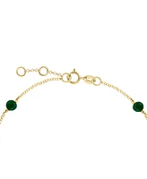 Effy Malachite & Diamond (1/20 ct. t.w.) Chain Bracelet in 14k Gold