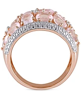 Rose Quartz (6 ct. t.w.) & Diamond (1/20 Openwork Statement Ring Gold-Plated Sterling Silver
