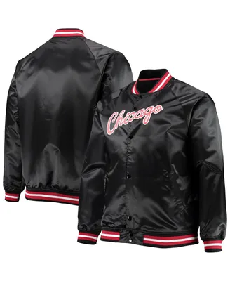Men's Mitchell & Ness Chicago Bulls Big and Tall Hardwood Classics Raglan Satin Full-Snap Jacket