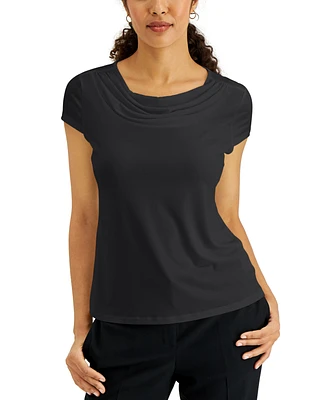 Kasper Women's Cowl Neck Cap Sleeve Top, Regular & Petite