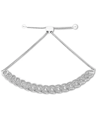 Wrapped Diamond Large Link Bolo Bracelet (1/2 ct. t.w.) Sterling Silver or 14k Gold-Plated Silver, Created for Macy's