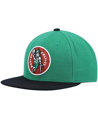 Men's Mitchell & Ness Kelly Green and Black Boston Celtics Hardwood Classics Team Two-Tone 2.0 Snapback Hat