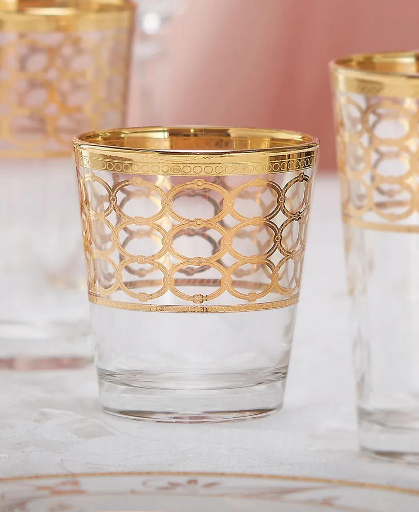 Lorren Home Trends 4 Piece Infinity Gold Ring Double Old Fashion Set