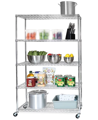 Seville Classics Commercial-Grade 5-Tier Nsf-Certified Steel Wire Wheeled Shelving