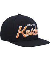 Men's Mitchell & Ness Black New York Knicks Hardwood Classics Script 2.0 Snapback Hat