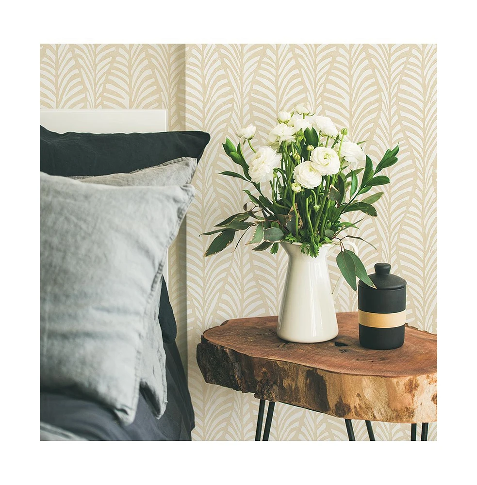 Block Print Leaves Peel and Stick Wallpaper