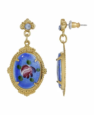 Women's Oval Flower Stone Earring