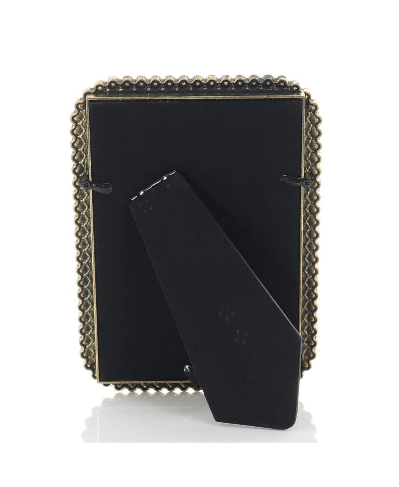 Three Rows of Brilliant Crystals Metal Picture Frame, 4" x 6"