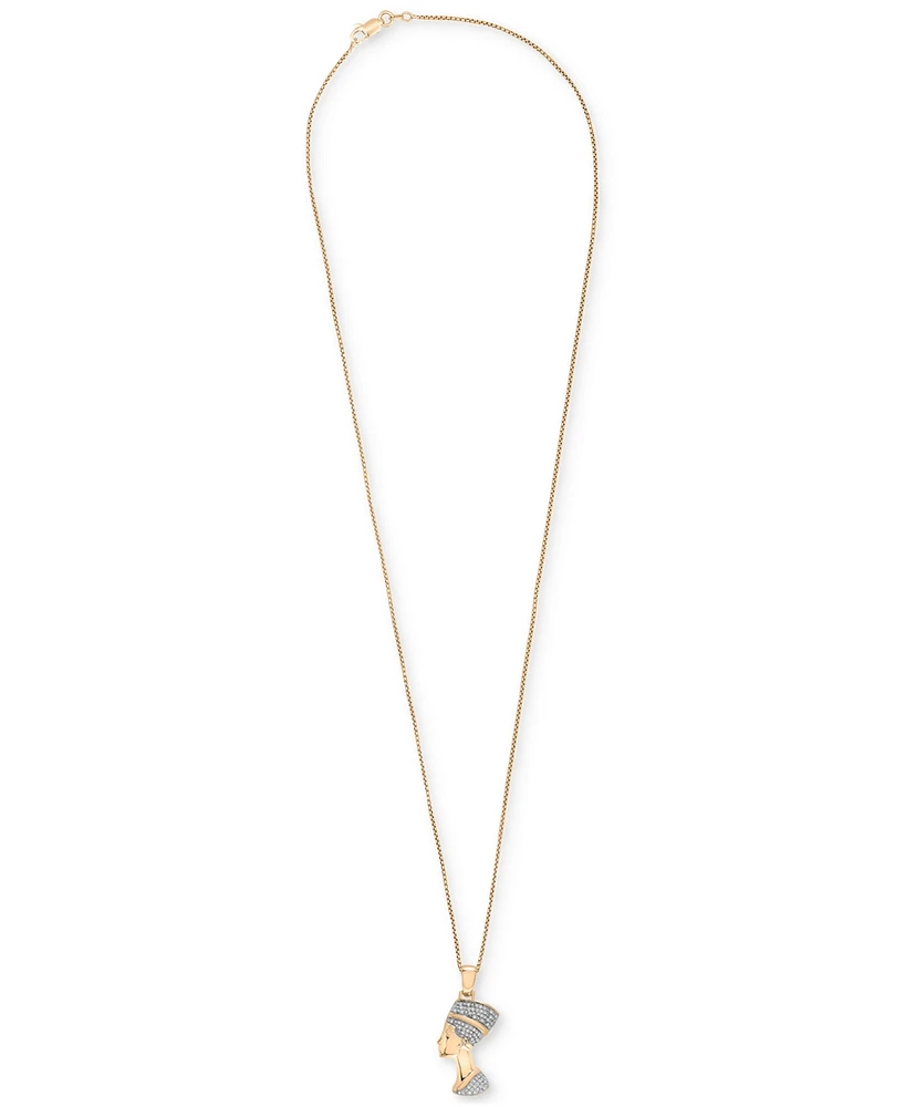 Men's Diamond Nefertiti 22" Pendant Necklace (1/4 ct. t.w.) in 14k Gold-Plated Sterling Silver