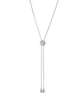 Vince Camuto Silver-Tone Pave Slider Bolo Necklace