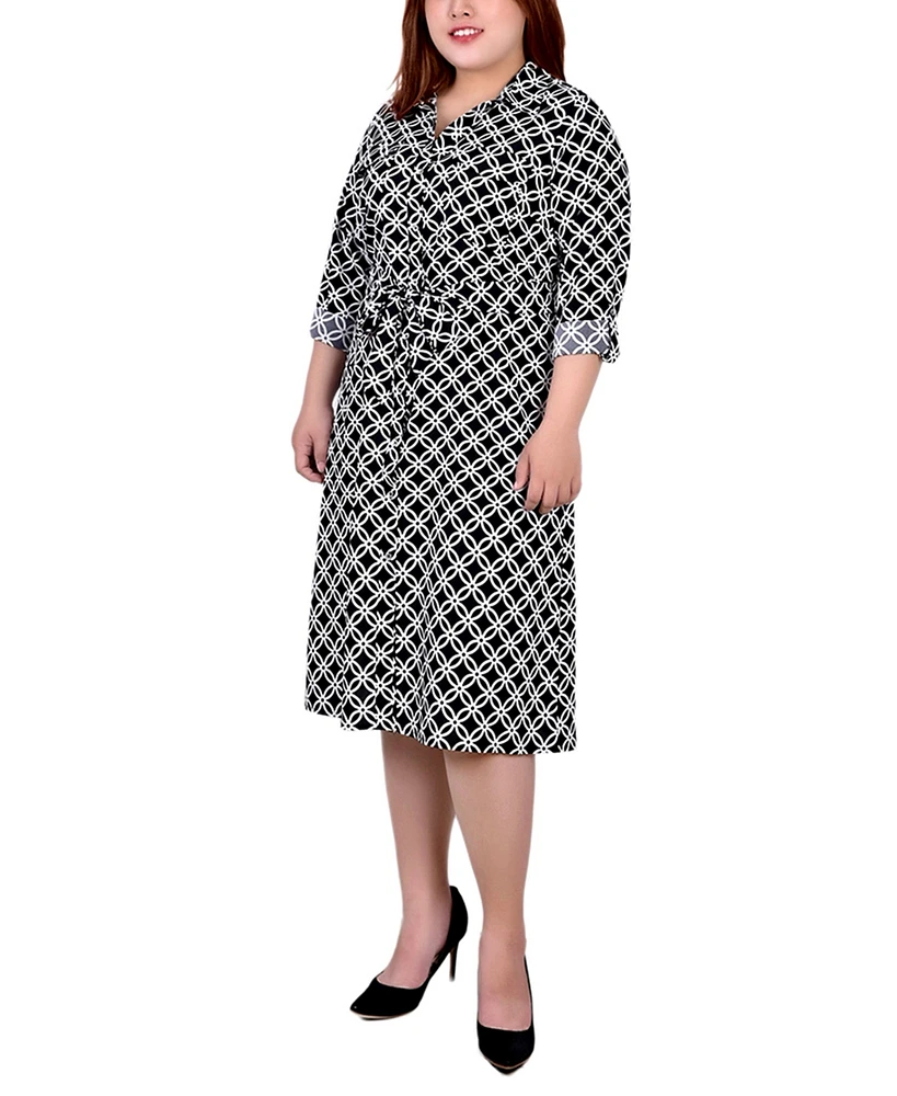 Ny Collection Plus Printed Shirt Dress