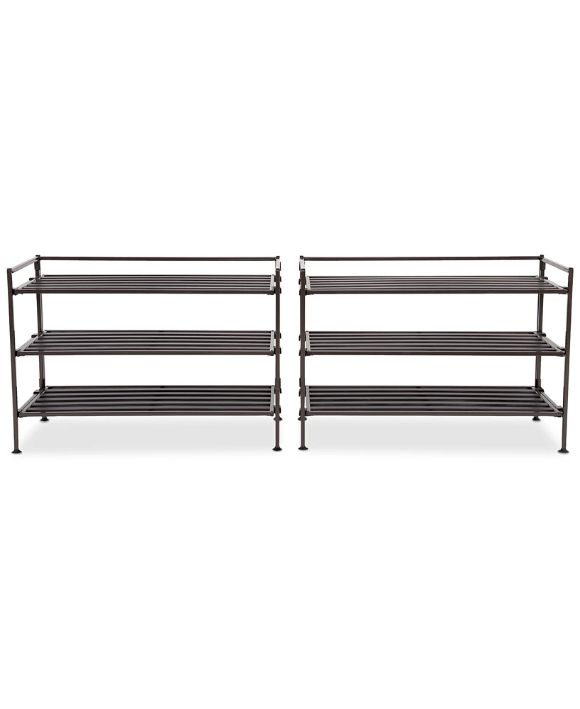 Seville Classics 3-Tier Resin Slatted Shoe Rack, 2-Pack