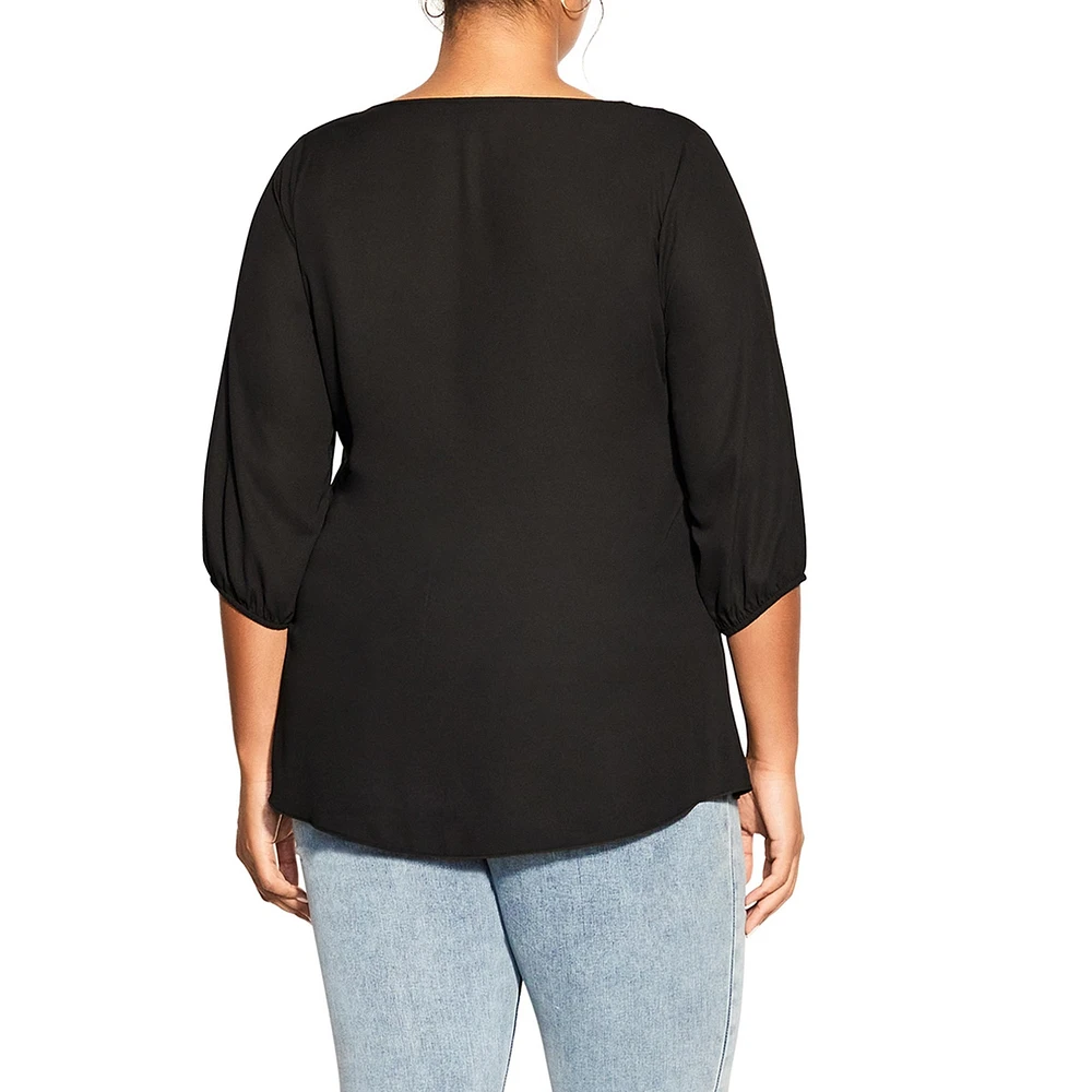 City Chic Plus Fling Elbow Sleeve Top