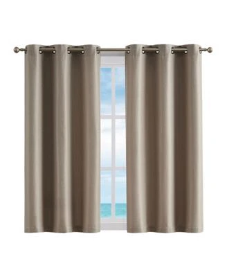 Nautica Milton Thermal Woven Room Darkening Grommet Window Curtain Panel Pair Dusty Collection