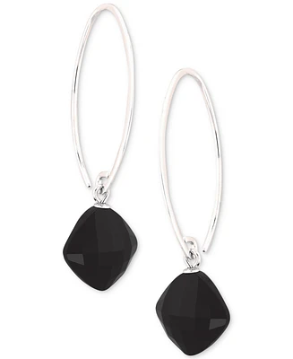 Onyx Threader Drop Earrings in Sterling Silver