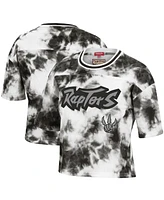 Women's Mitchell & Ness Black, White Toronto Raptors Hardwood Classics Tie-Dye Cropped T-shirt