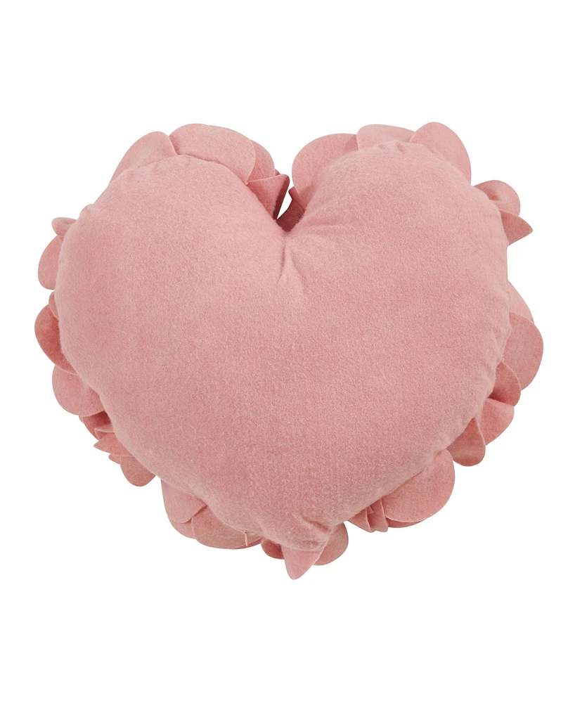 Saro Lifestyle Felt Heart Design Decorative Pillow, 13" x