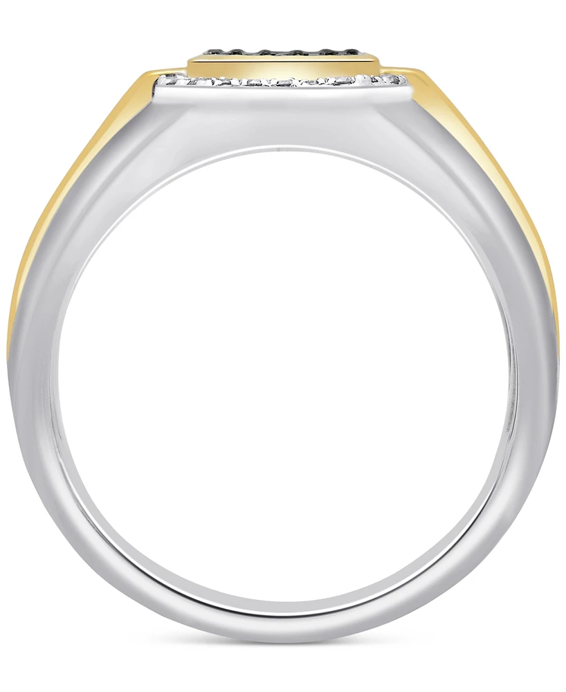 Men's Black Diamond (1/3 ct. t.w.) & White Diamond (1/5 ct. t.w.) Ring in Sterling Silver & 14k Gold-Plate