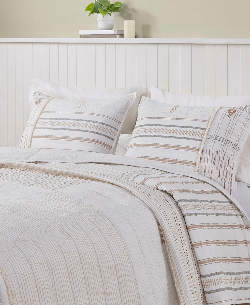 Closeout! Ink+Ivy Salar Blocked Stripes 3-Pc. Quilt Set, King/California King