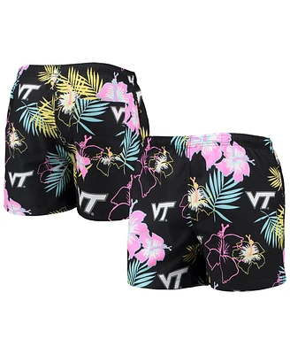 Men's Foco Black Virginia Tech Hokies Neon Floral Swim Trunks
