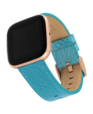 WITHit Light Blue Leather Band designed for Fitbit Versa, Versa 2 and Versa Lite