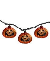 Jack-o-Lantern Shaped 10 Piece Halloween Lights with 7.5' Black Wire Set